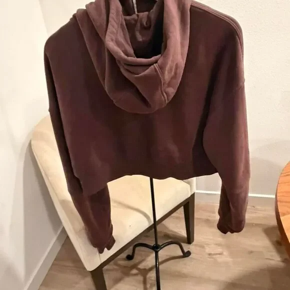 AUTHENTIC Diesel F-Reggy Cropped Zip Hoodie - Burgundy - Size M - Like New - Picture 5 of 5